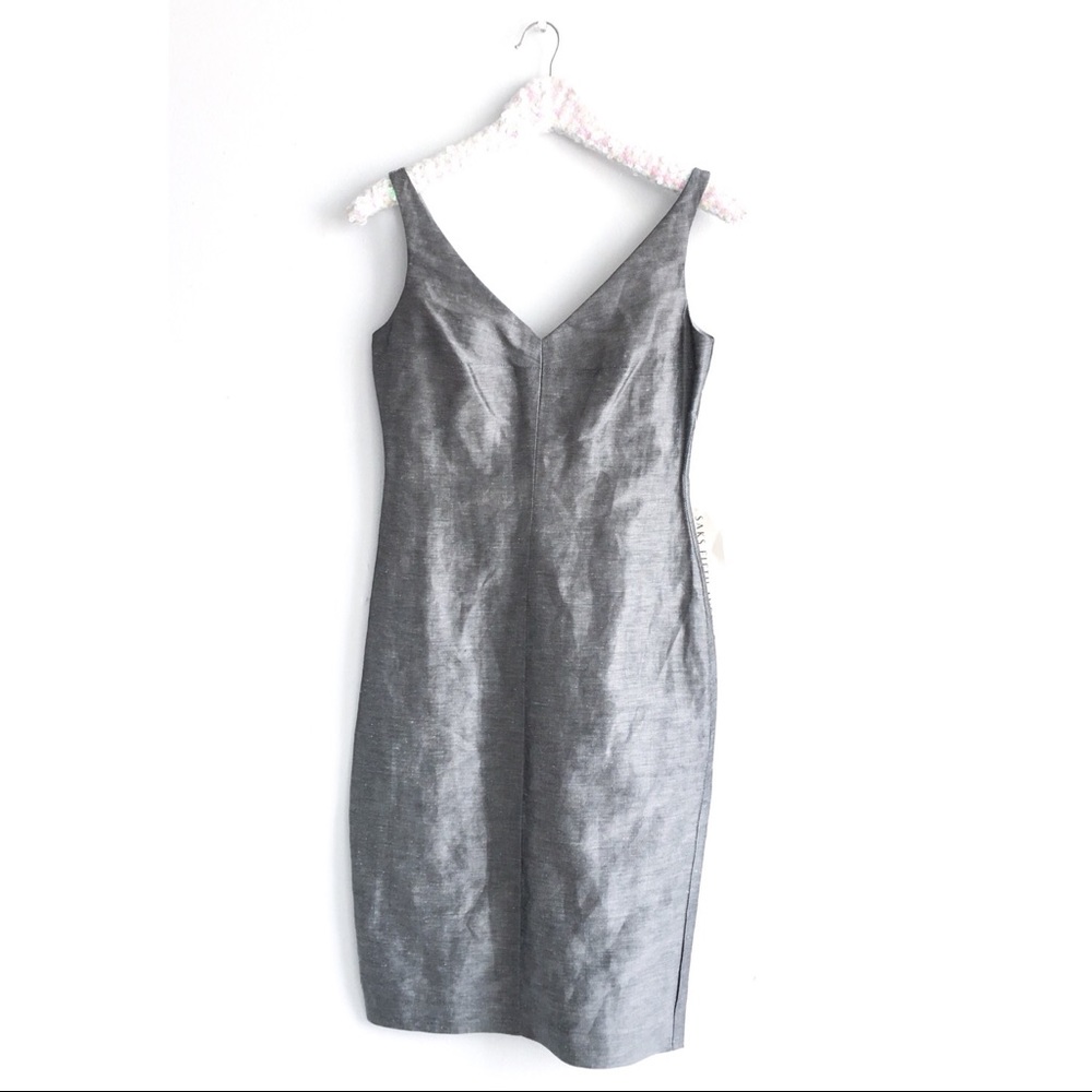LAUNDRY by Shelli Segal grey silk dress